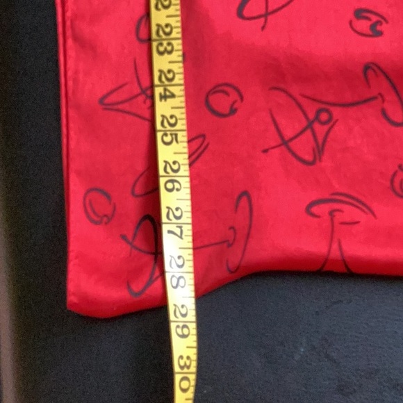Vintage 80s ECHO Korea woman,s  Red/ black 100% Silk Scarf Size- 58X11” - Picture 6 of 6